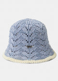 Light Blue Knitted Bucket Style Hat W/ Ecru Outline