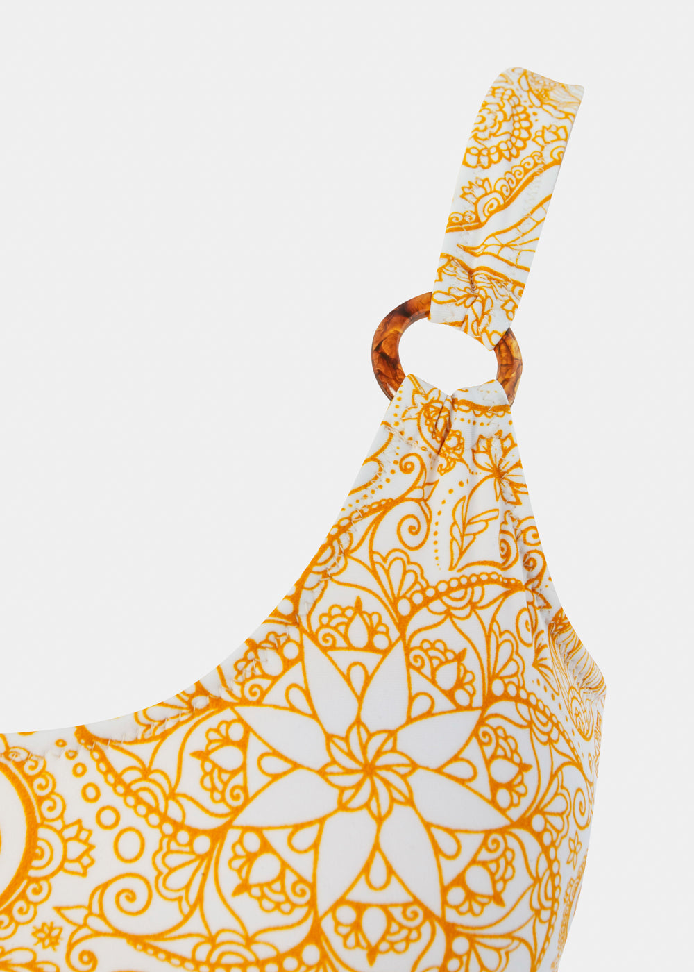Dacron Low Back One-Piece Swimwear - Yellow Paisley