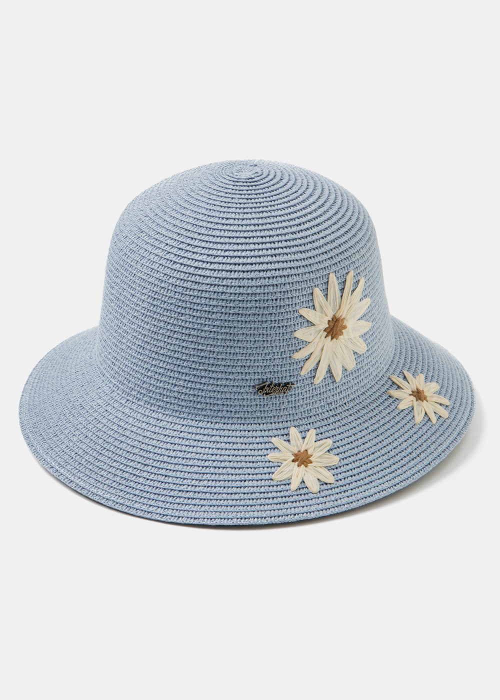 Light Blue Straw Hat W/ Daisies