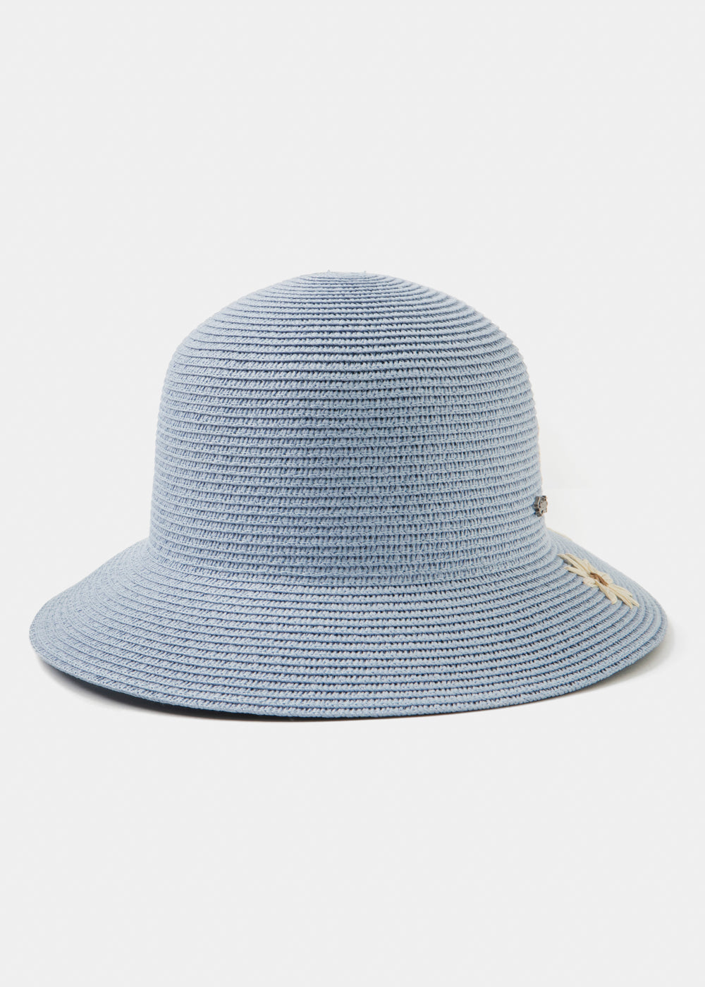 Light Blue Straw Hat W/ Daisies
