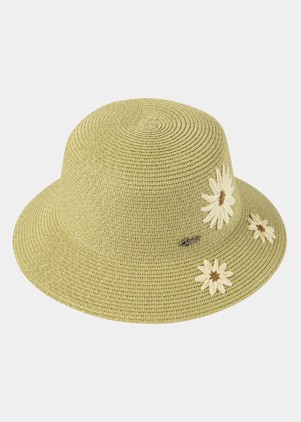 Green Straw Hat W/ Daisies